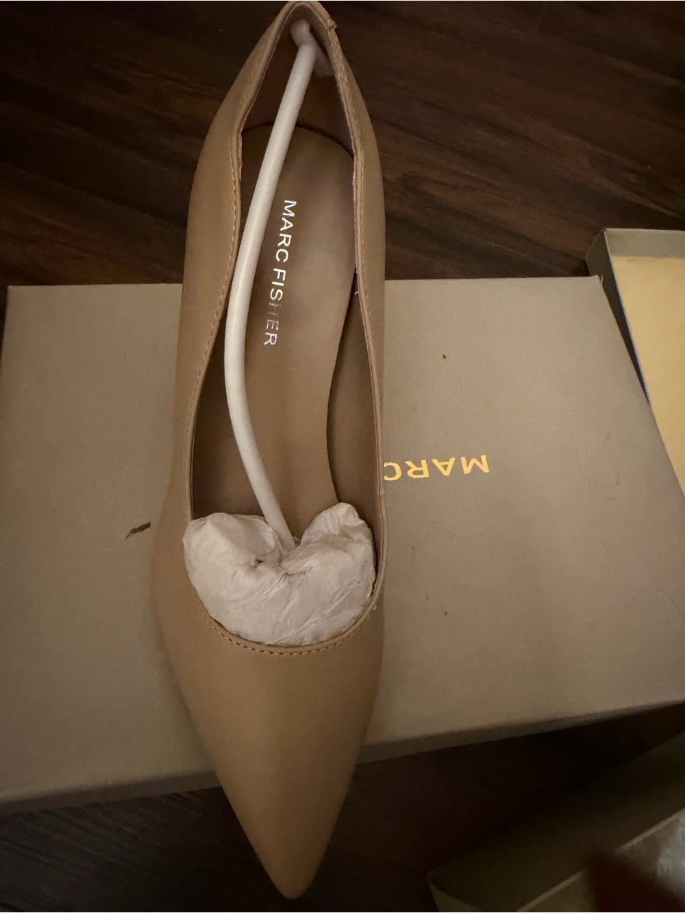 Marc Fisher Taupe Pointed-Toe Leather Pump
